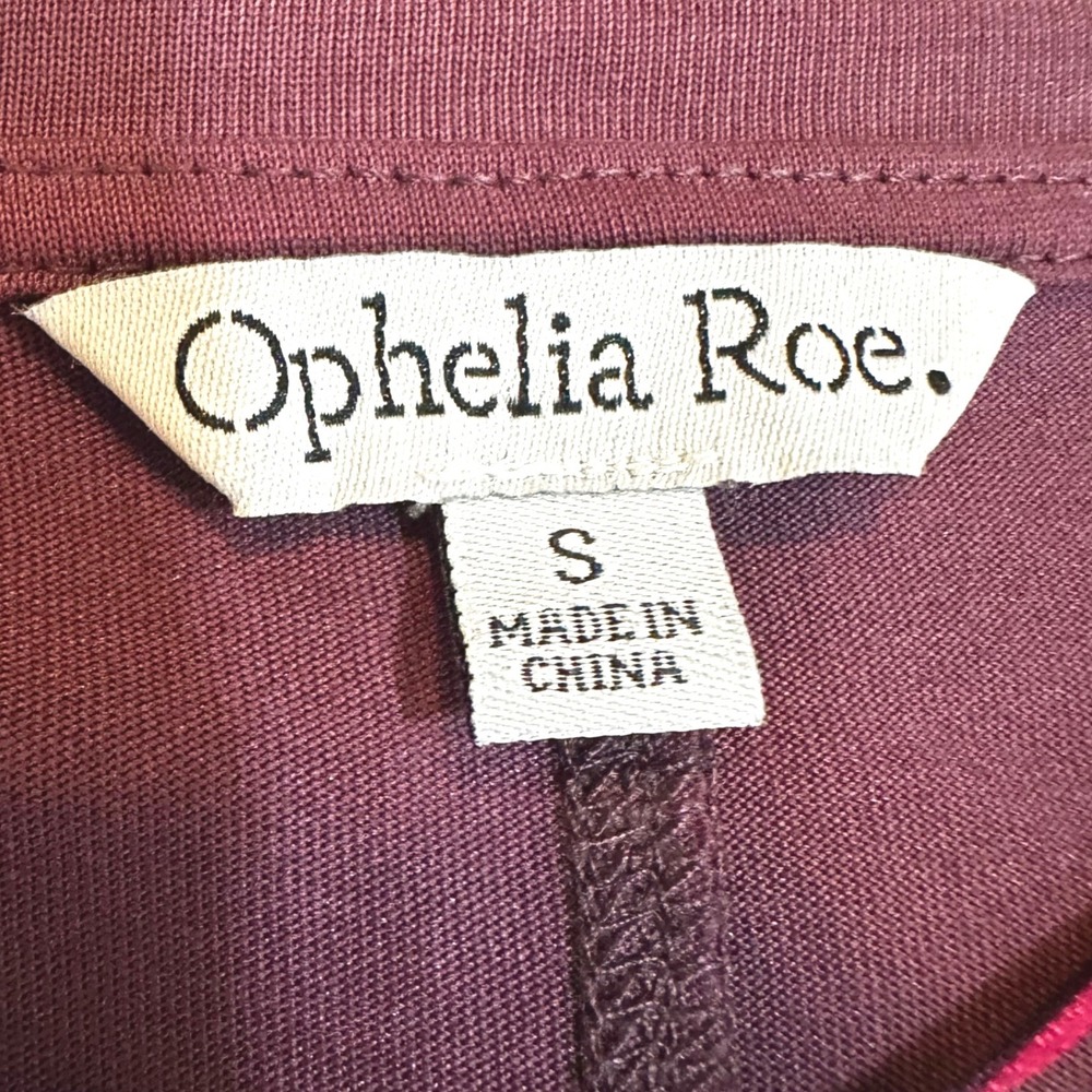 Ophelia Roe Relaxed 3/4 Sleeve Dolman Design Top Women's S Plum Drapey Style - Picture 8 of 8